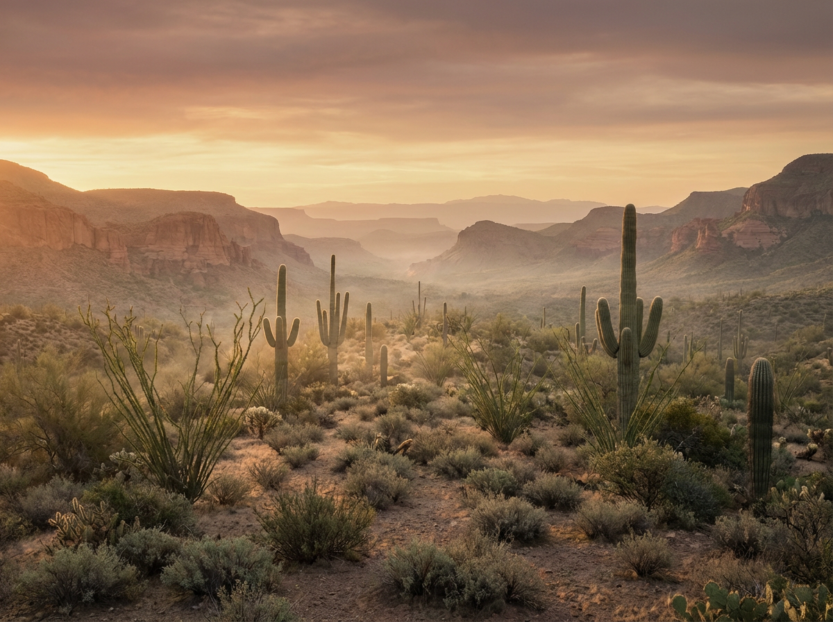 Desert landscape at golden hour