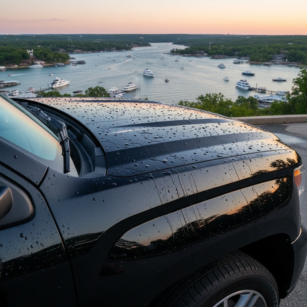 Water beading on ceramic coated hood