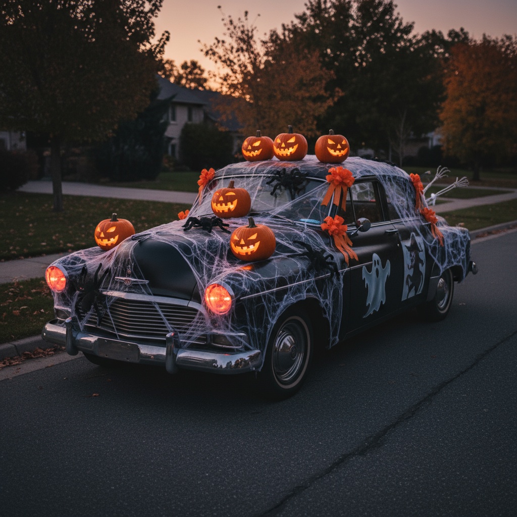 Halloween decorated car
