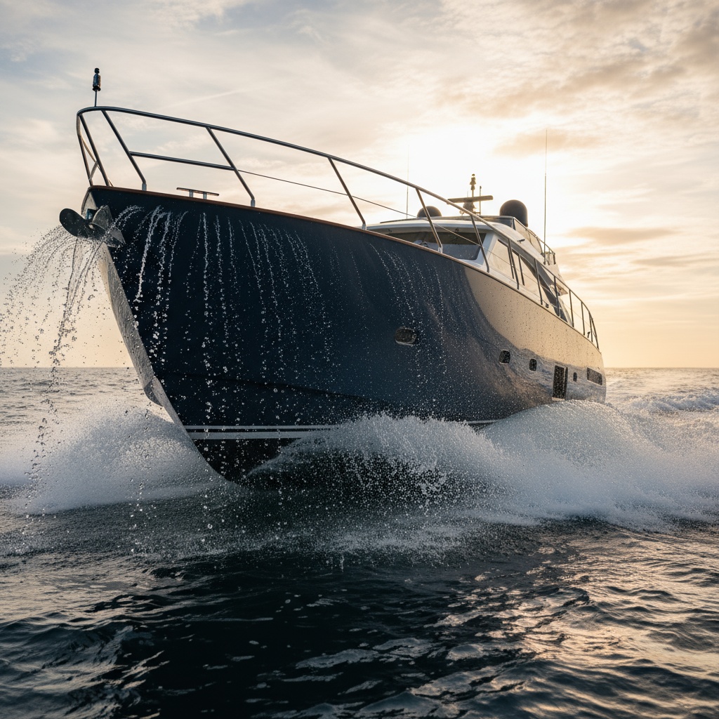 Water beading on ceramic coated boat hull
