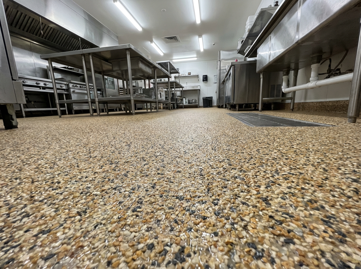 Quartz epoxy floor system for slip resistance in commercial spaces NW Arkansas