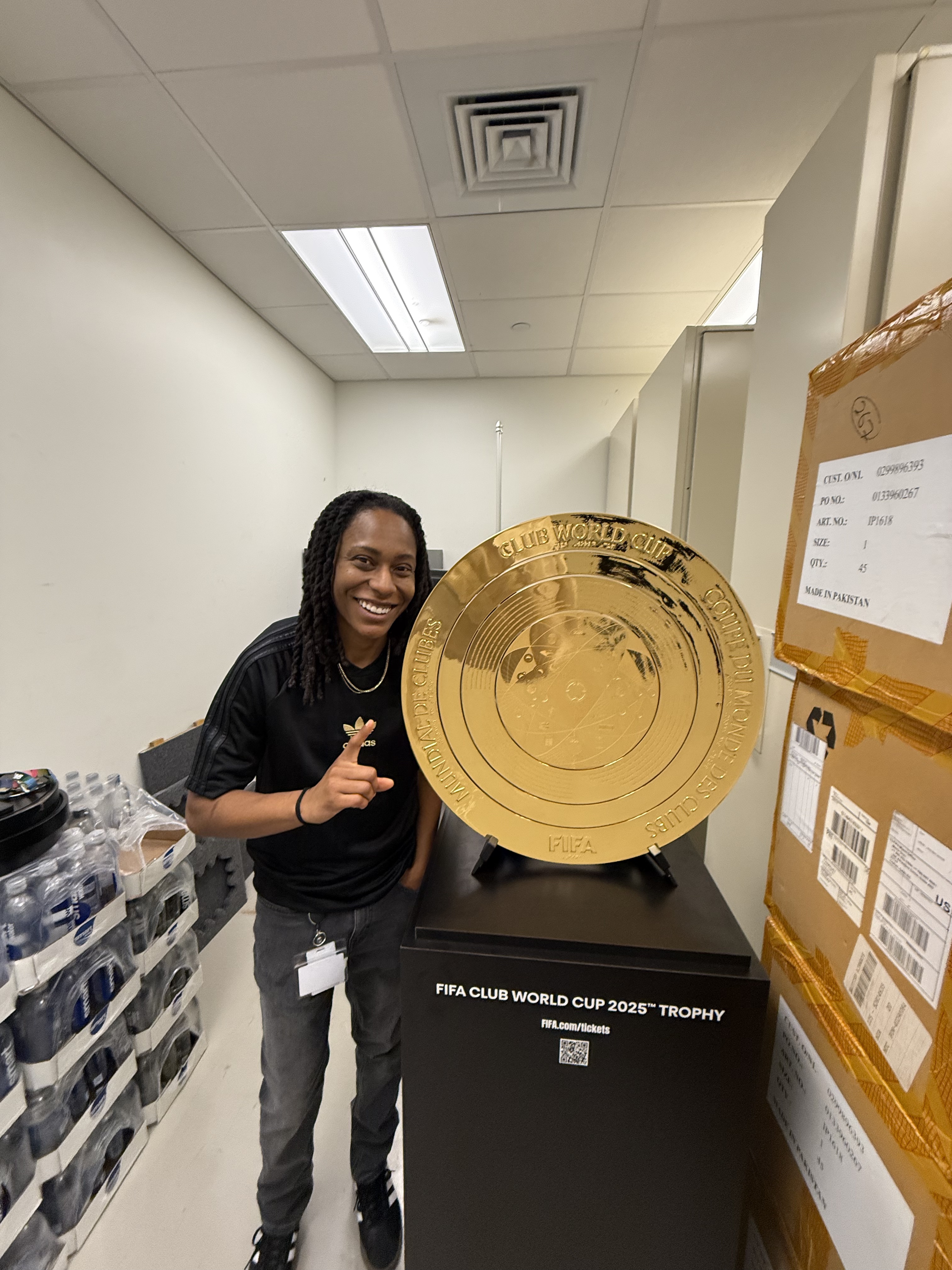 Tiara Brown with the FIFA Club World Cup 2025 Trophy