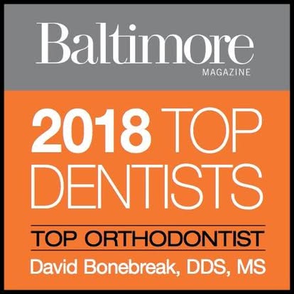 Baltimore Magazine Top Dentists 2018 – David Bonebreak, DDS, MS – Top Orthodontist
