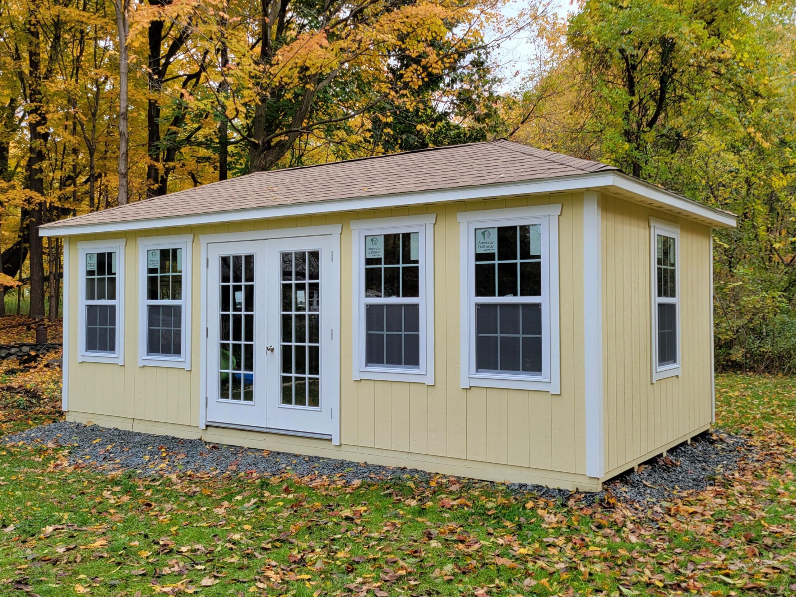 New England Villa shed — real Hometown Structures Villa photo, full shed
