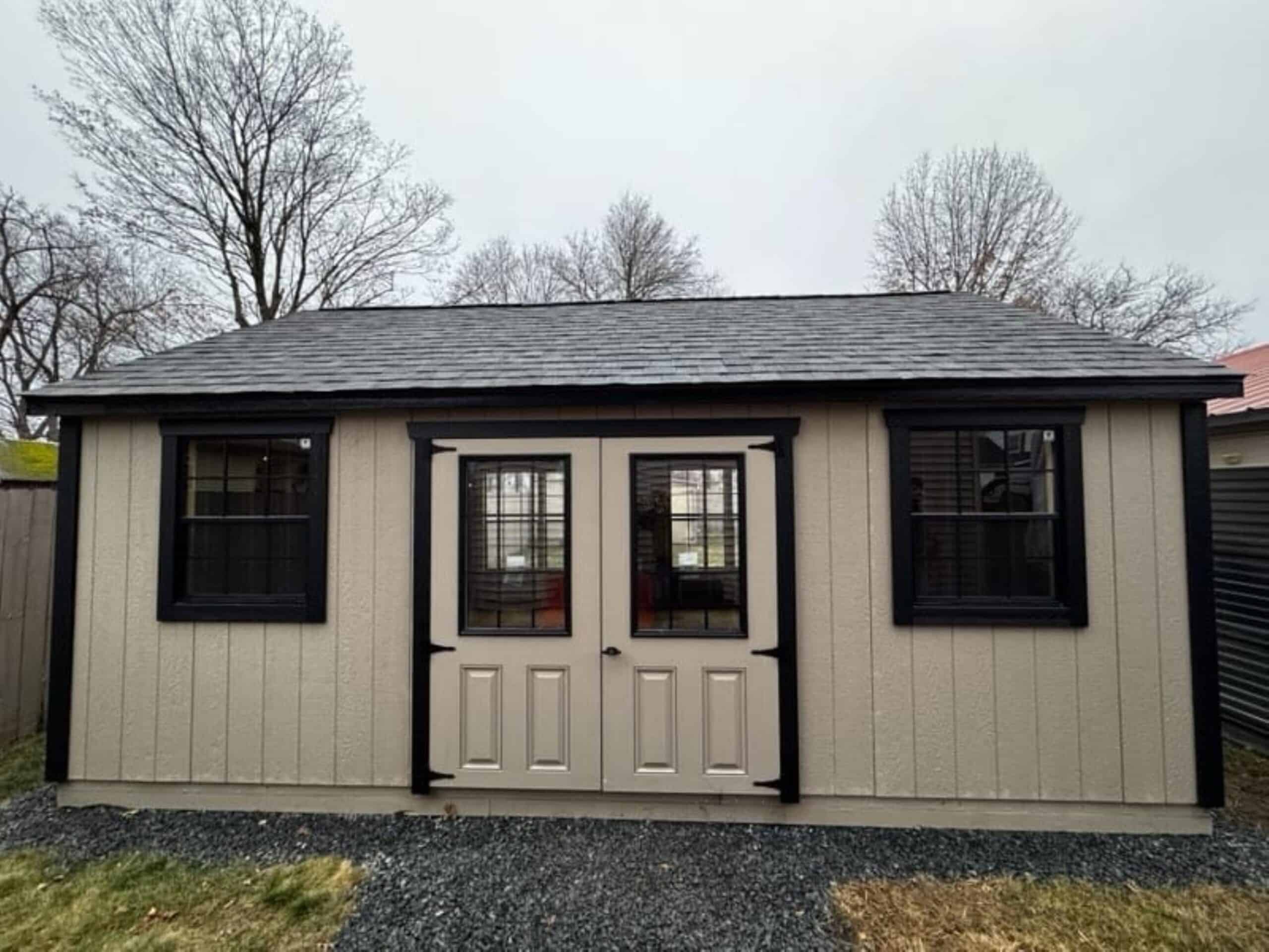 Keystone Cape shed — real Hometown Structures Cape photo, full shed