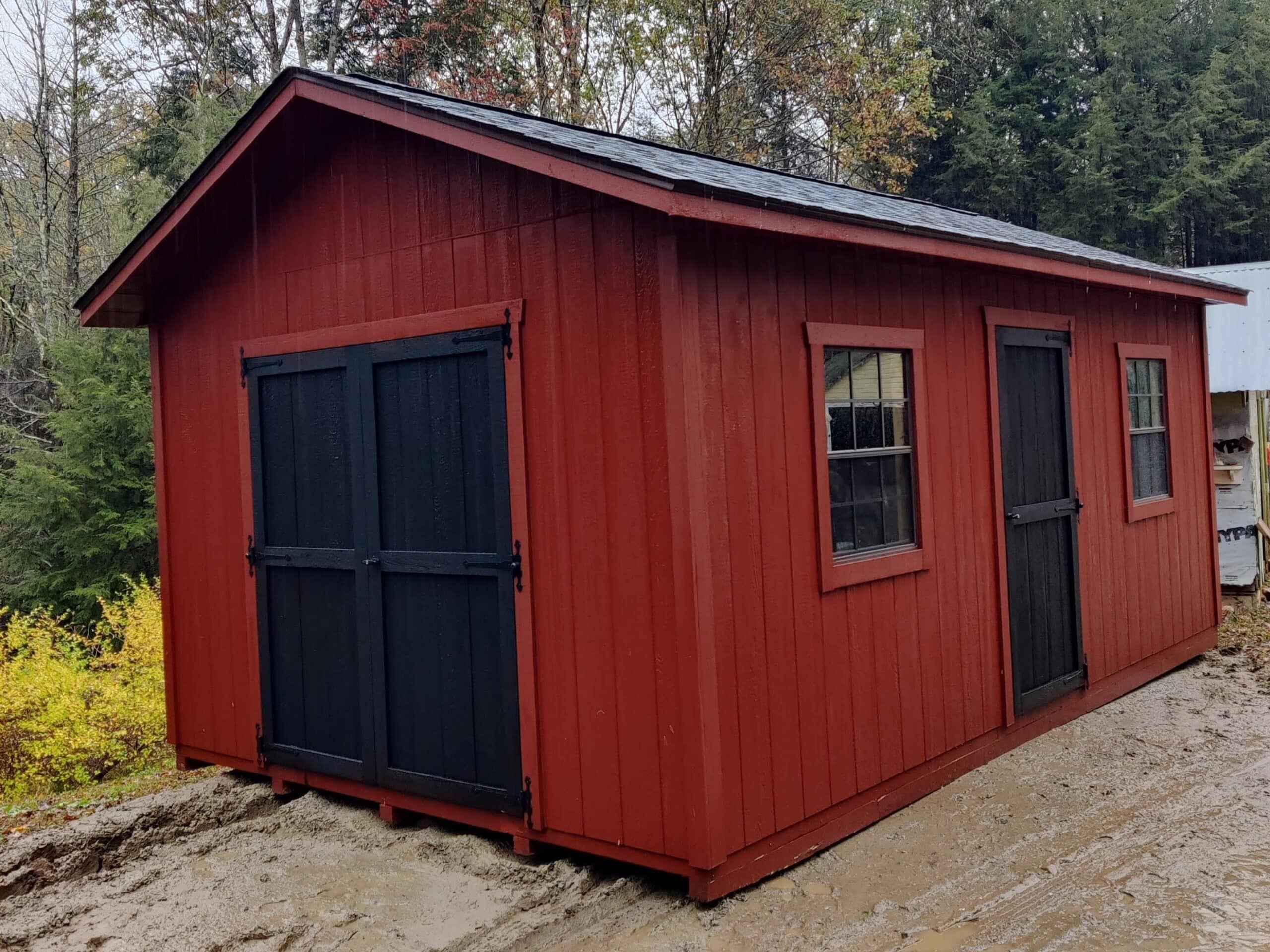 12' × 20' New England Ranch — real customer photo from Hometown Structures