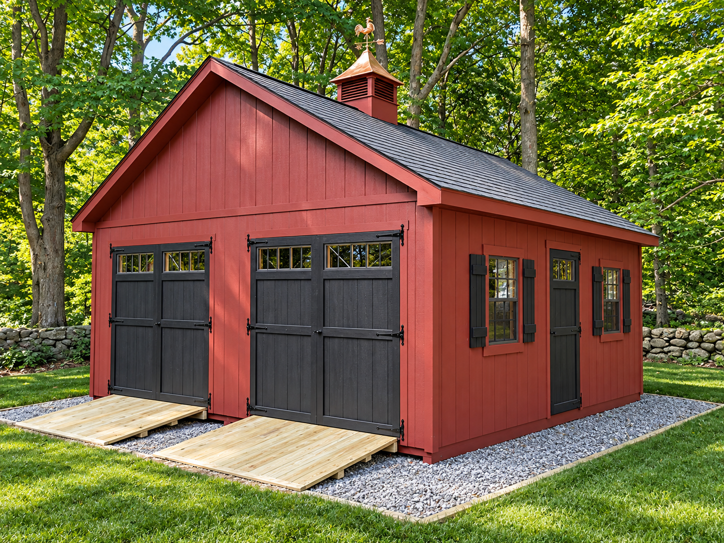 Homestead series storage shed — real Hometown Structures photo, full shed