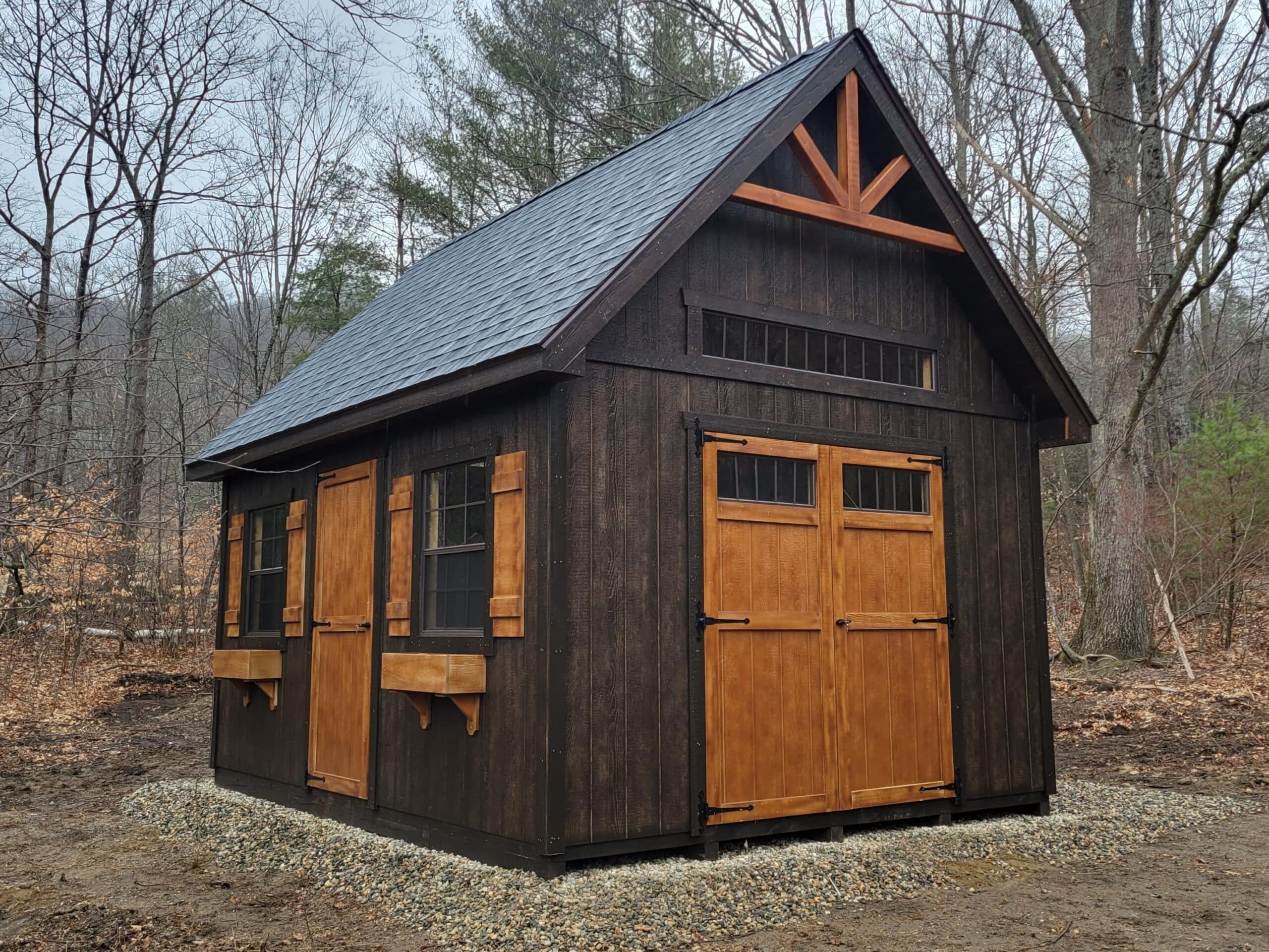 12' × 16' Homestead Hampshire — real customer photo from Hometown Structures