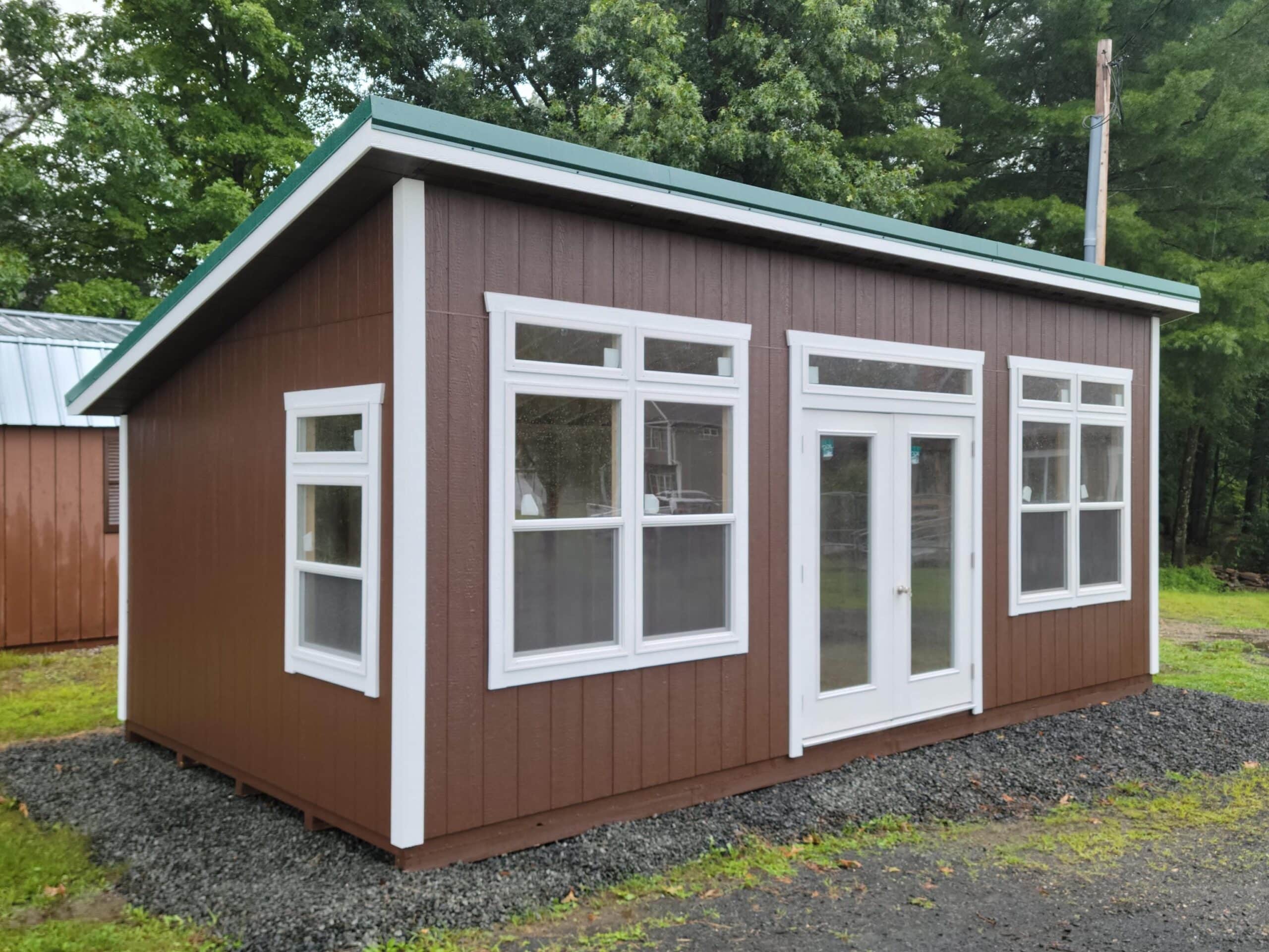 New England Studio shed — real Hometown Structures Studio photo, full shed