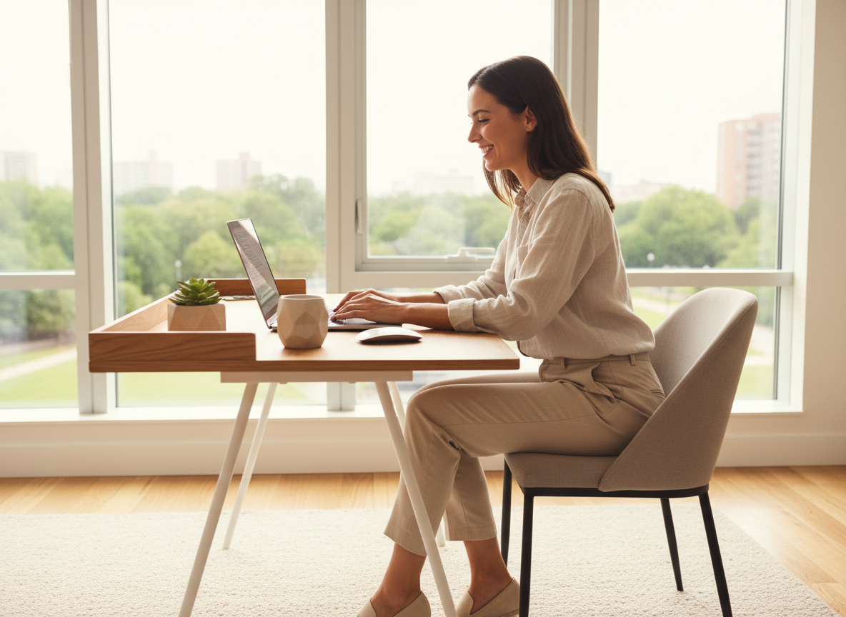 Tech professional in a bright home office