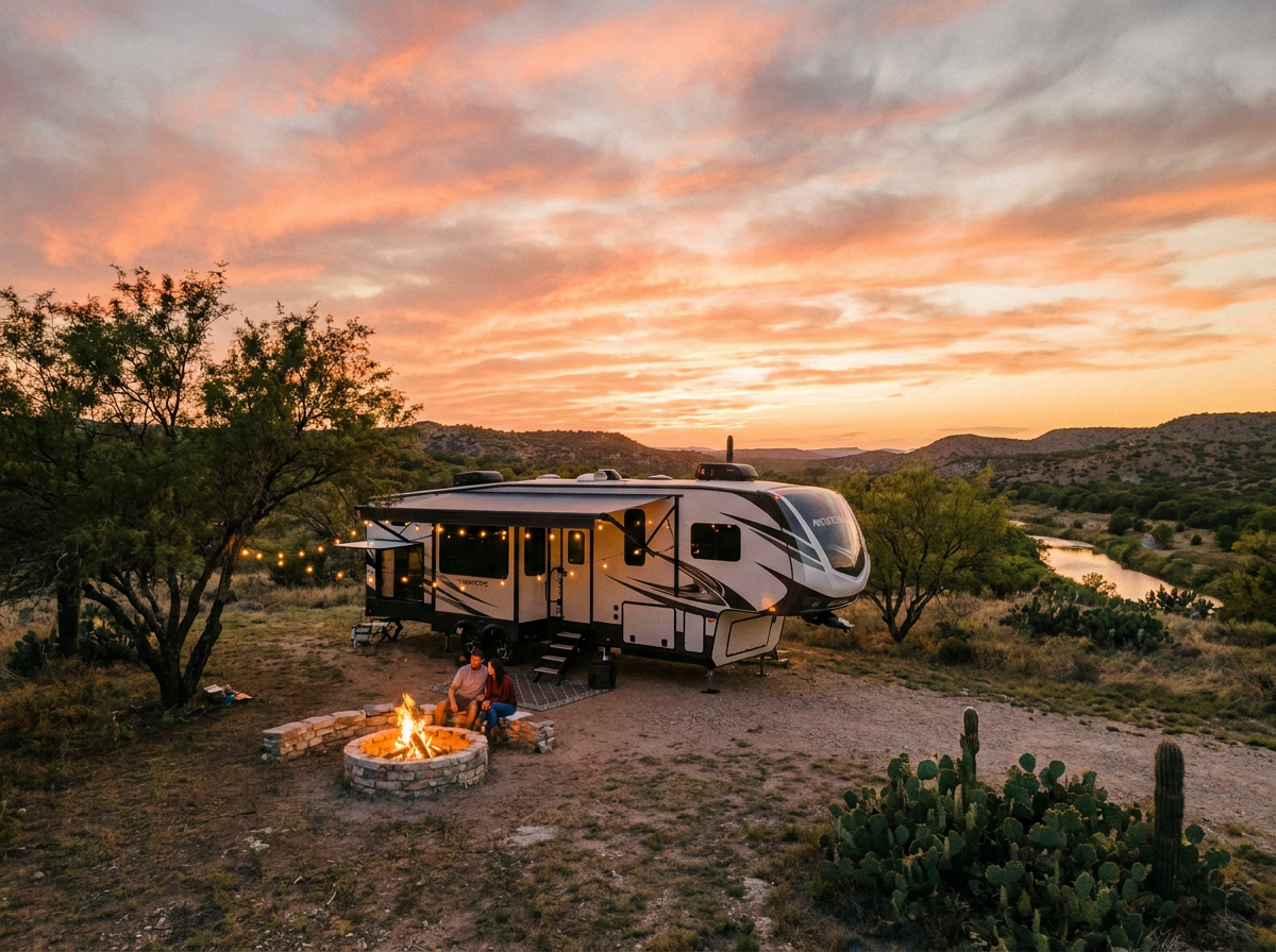 Fifth Wheel RV at Sunset