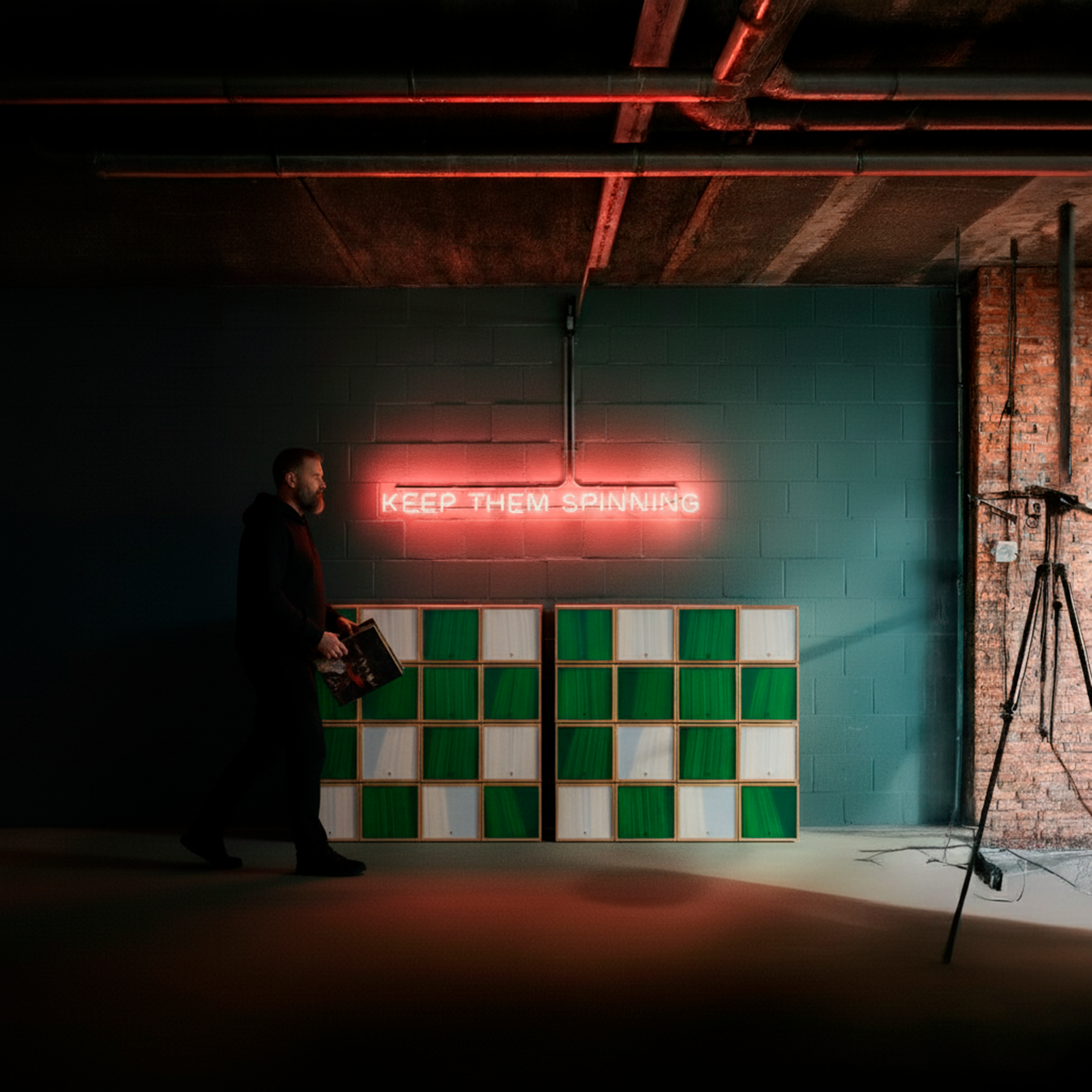 Modular vinyl storage system expanding with stacked units for growing record collections