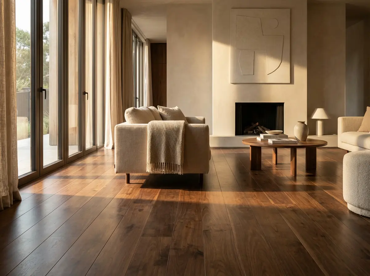 Luxury hardwood flooring in a modern living space