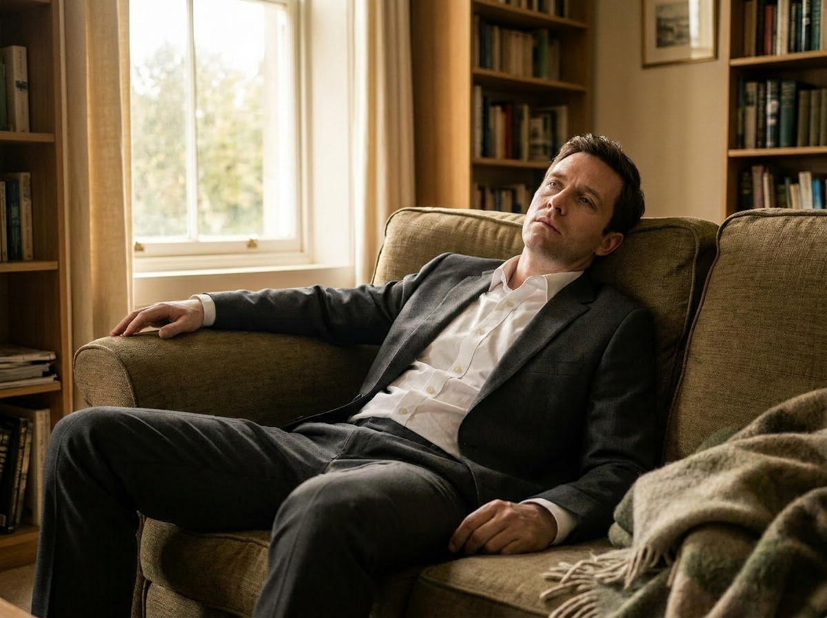 Man experiencing symptoms of low testosterone — fatigue and low energy