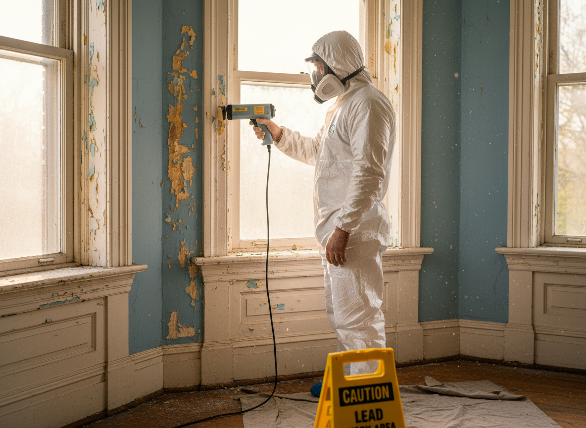 Professional lead paint testing in older home