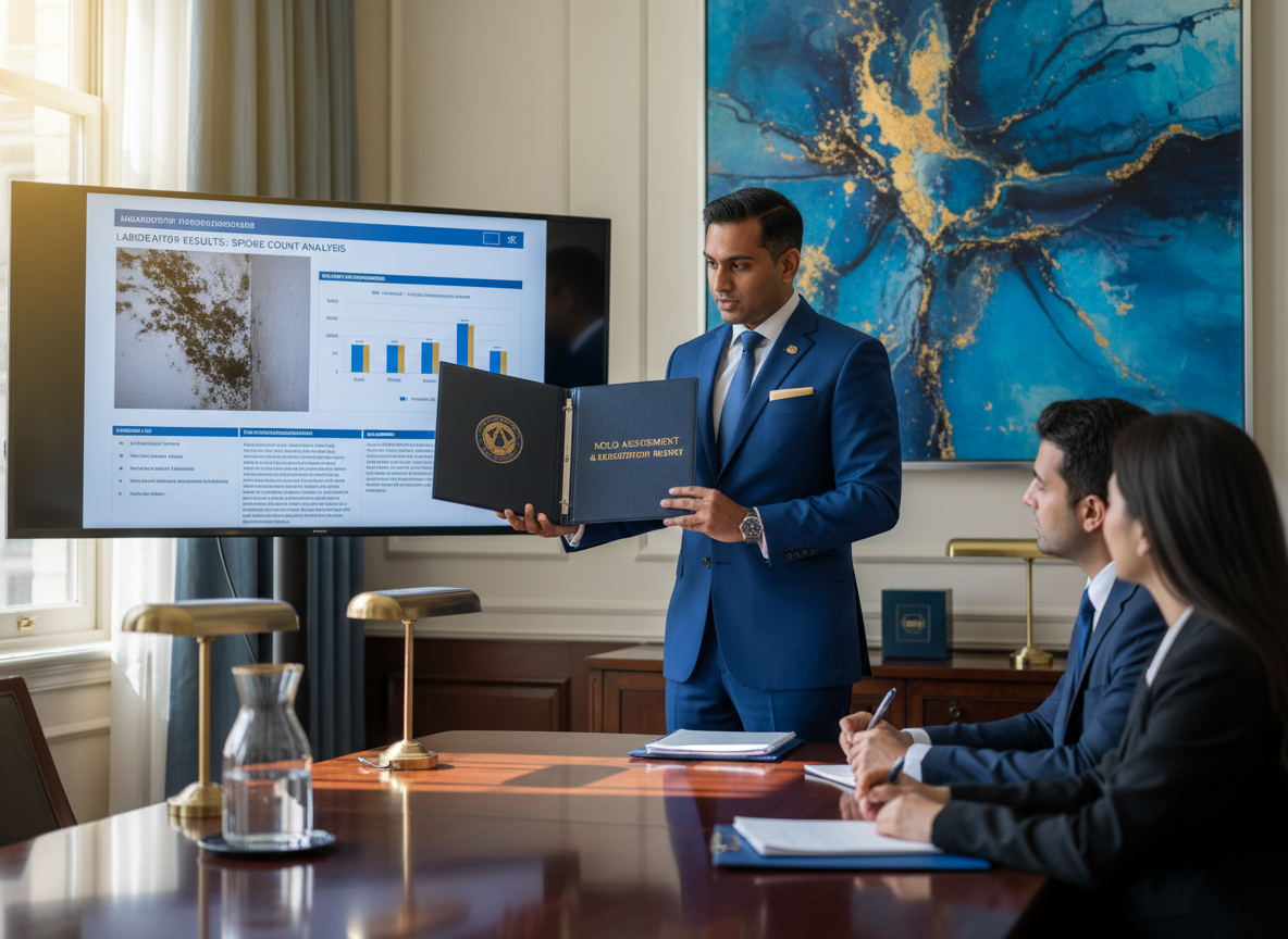 Professional reviewing detailed mold assessment report