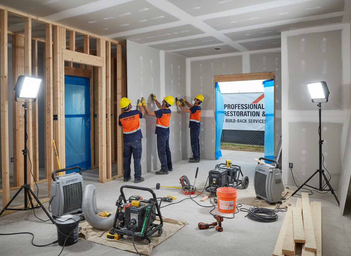 Full-service home restoration and build-back in progress