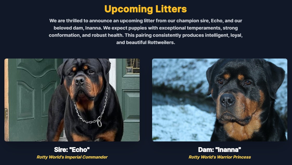 Echo & Inanna – Rotty World Champion Breeding Pair