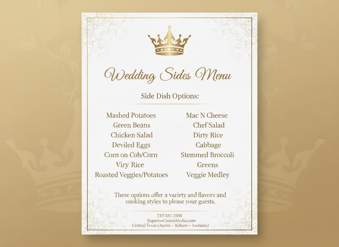 Wedding Sides Menu - Superior Crown Catering Austin TX