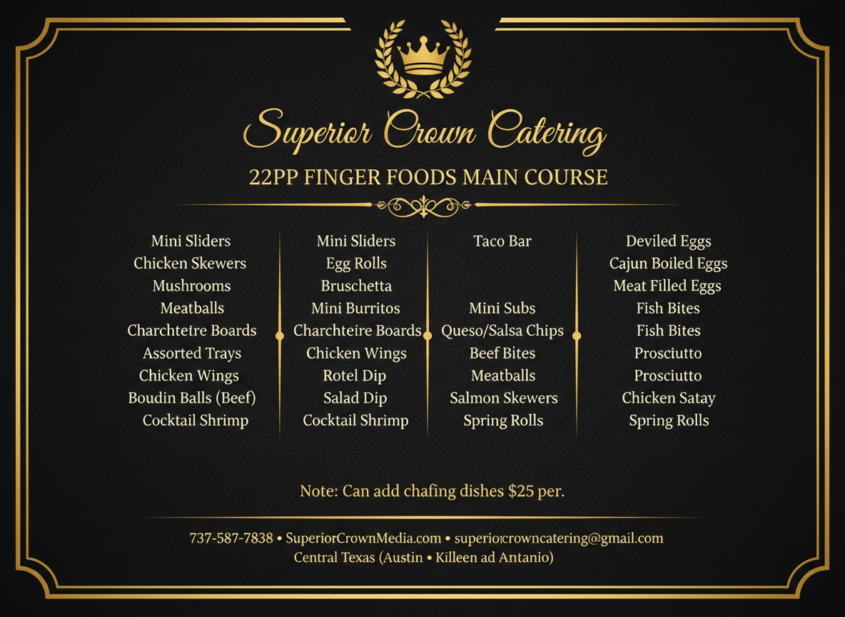 Finger Foods Catering Menu - Corporate Events Austin TX