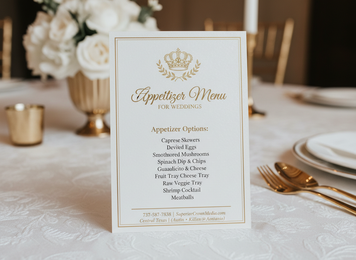 Wedding Appetizers Menu - Superior Crown Catering Austin TX