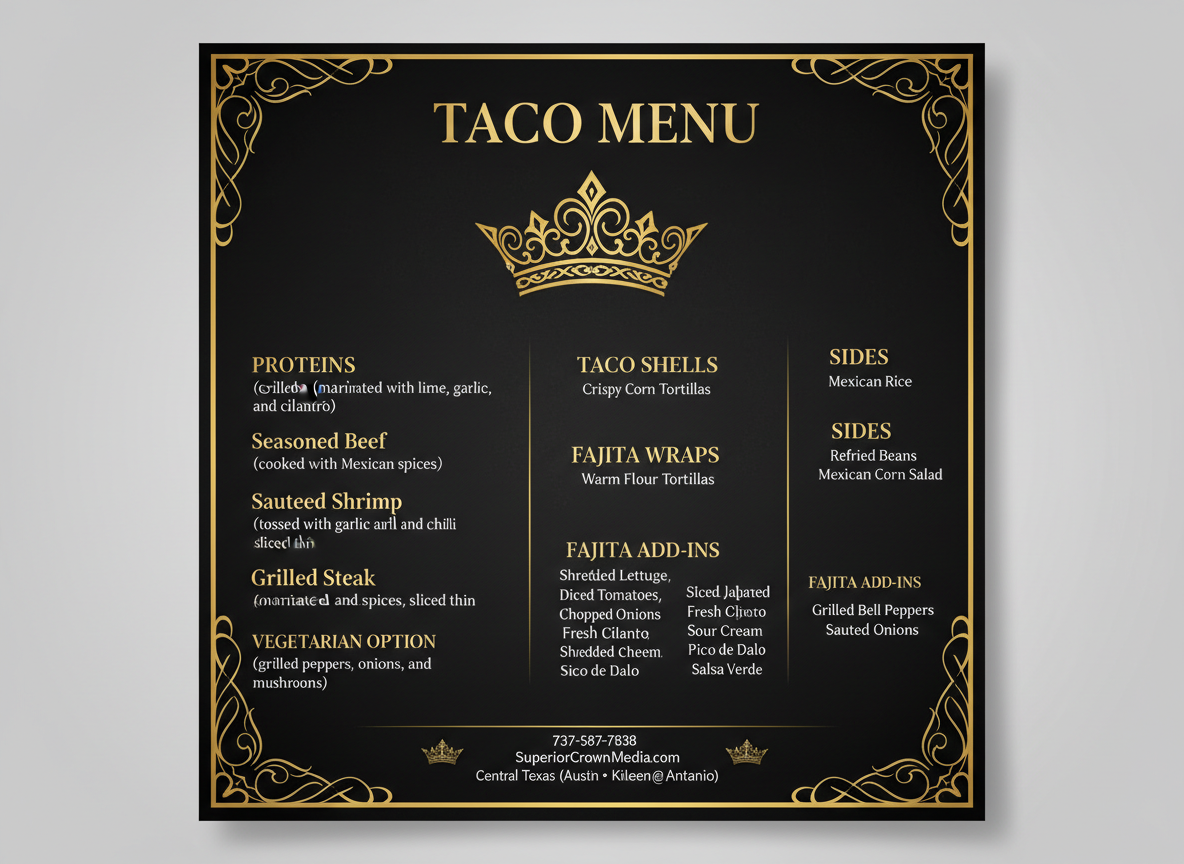 Taco Bar Catering Menu - Mexican Catering Austin TX