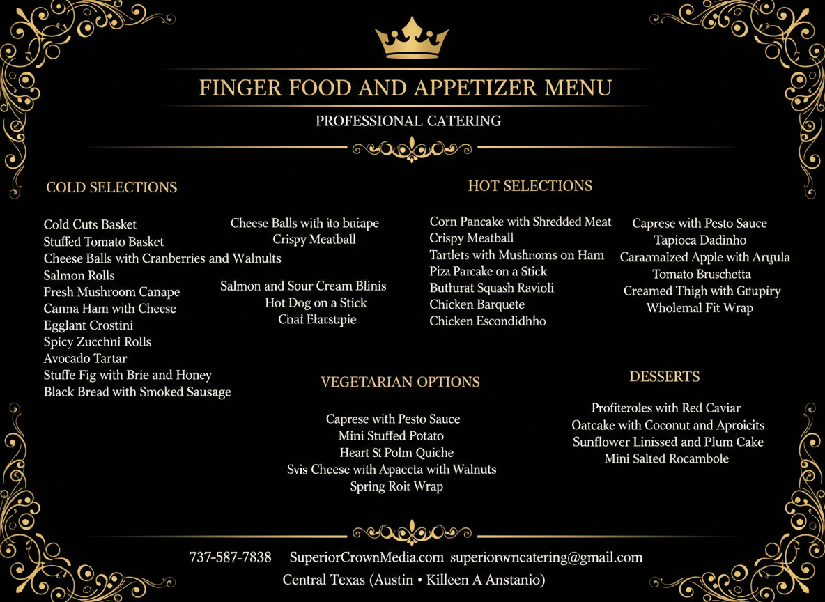 Appetizer Catering Menu - Event Catering Central Texas