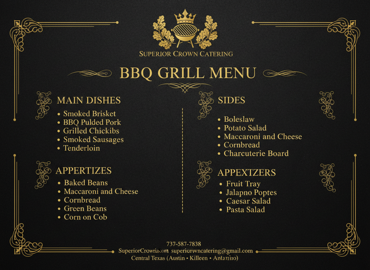 BBQ Grill Catering Menu - Austin Texas Events
