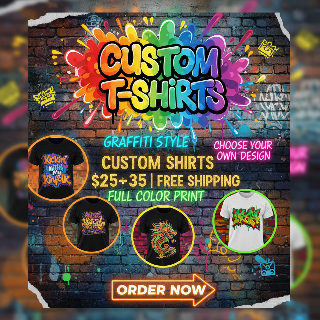 Custom T-Shirts - Graffiti Style $25-35 Free Shipping