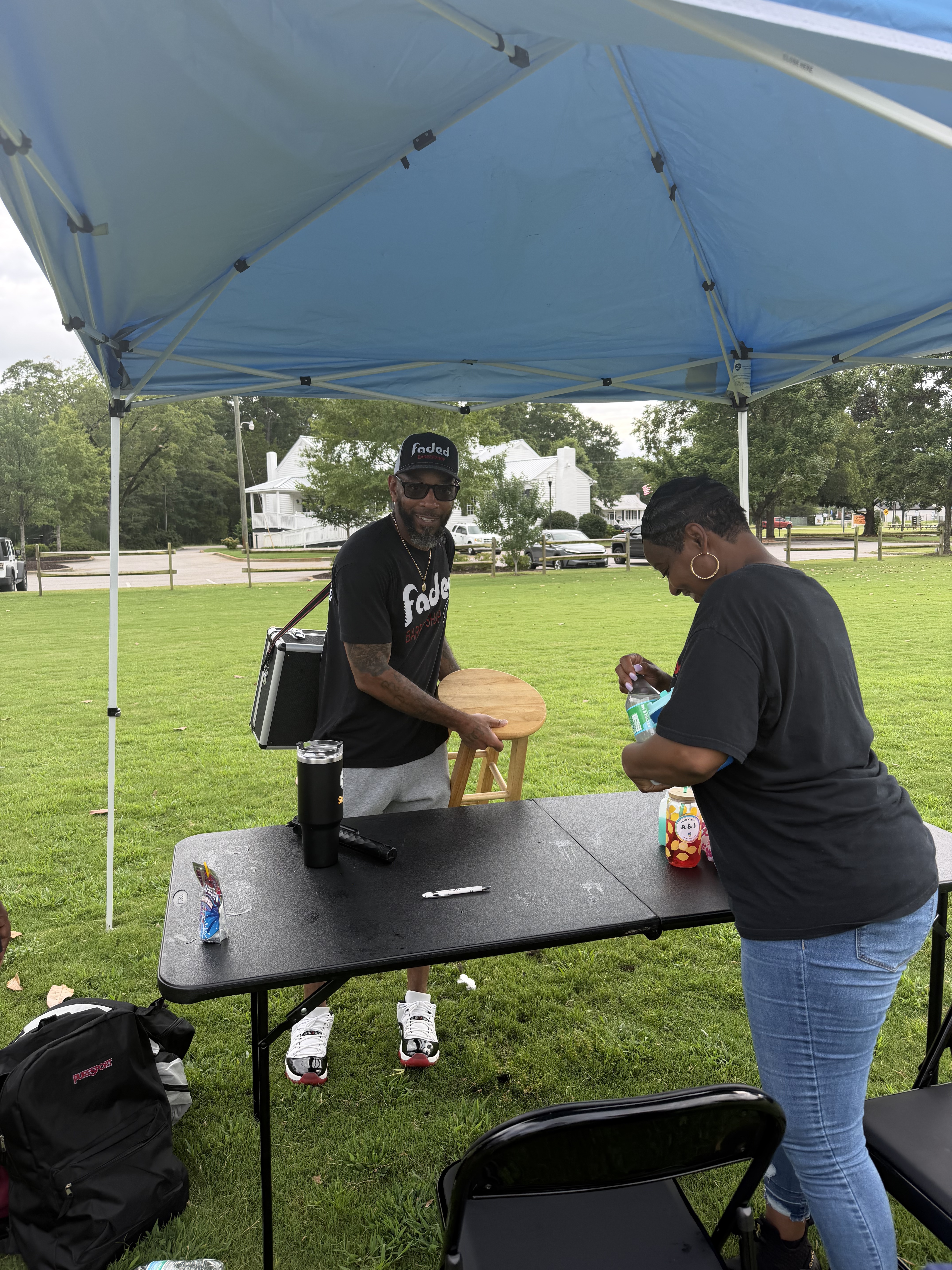 Volunteers setting up at the Back to School Bash