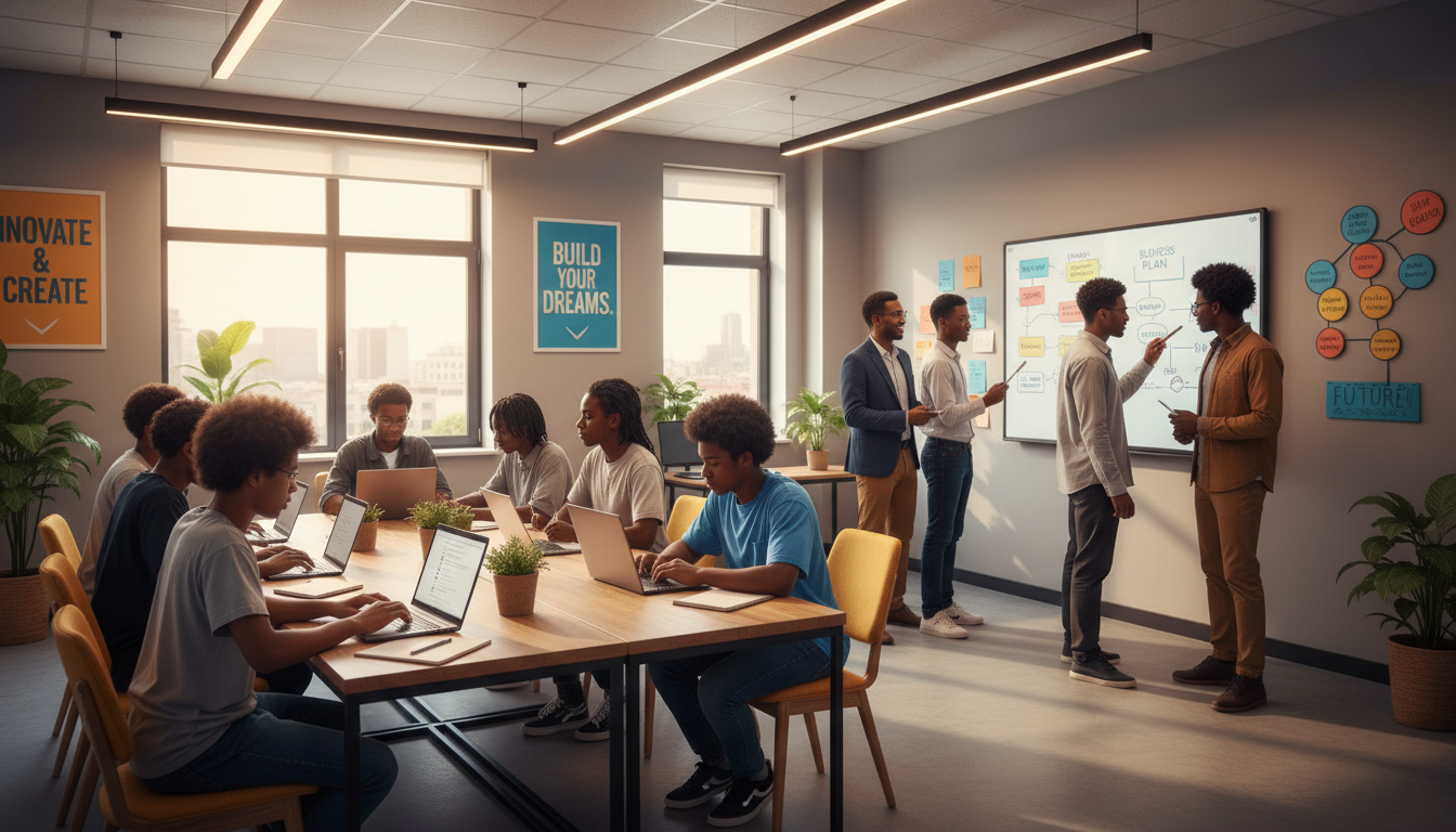 Young entrepreneurs learning business skills