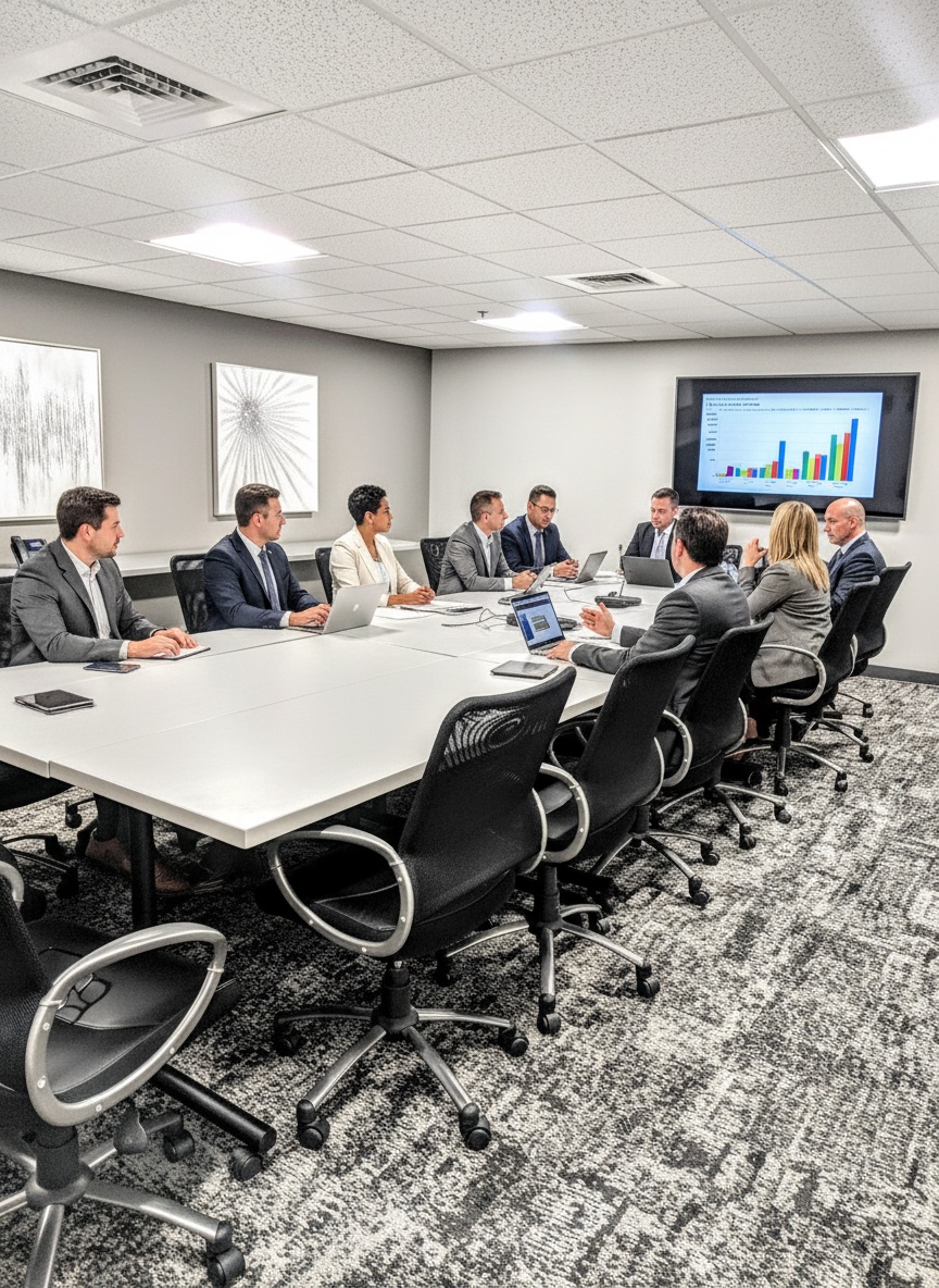 Boardroom in Braintree with attendees around a conference table