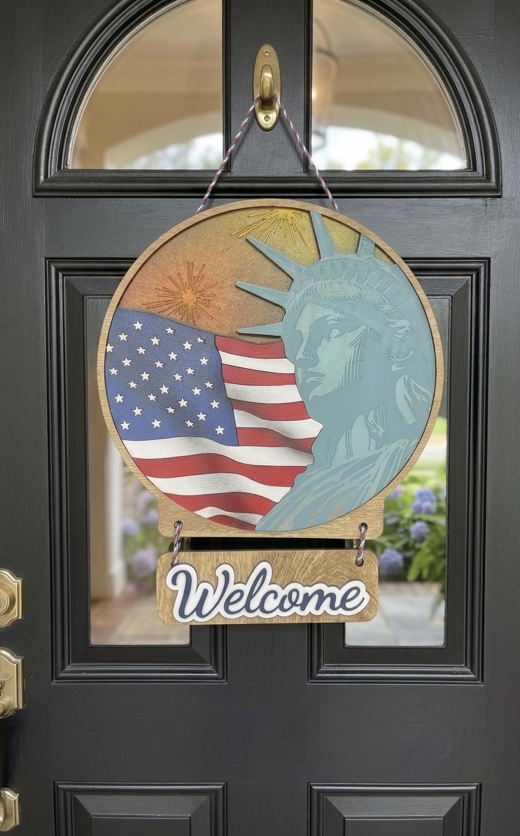 Patriotic Statue of Liberty Welcome Sign