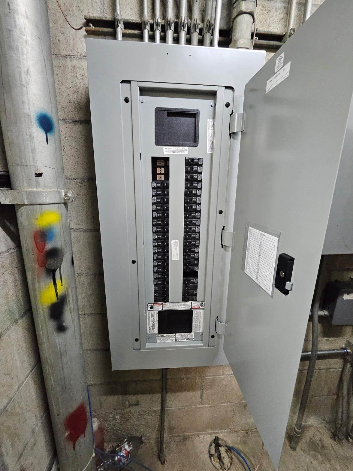 Siemens electrical panel with breakers — commercial panel upgrade by PMR Electrical