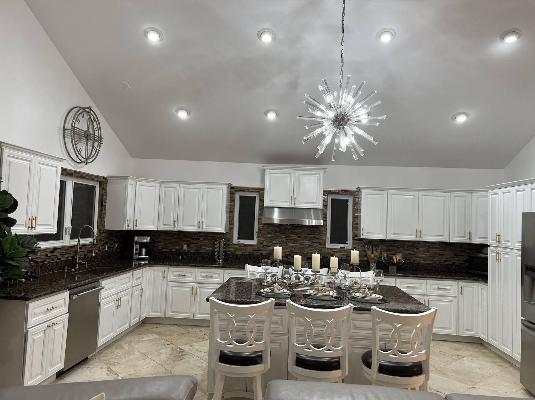 Custom kitchen remodel with white cabinets and granite countertops by PMR Projects