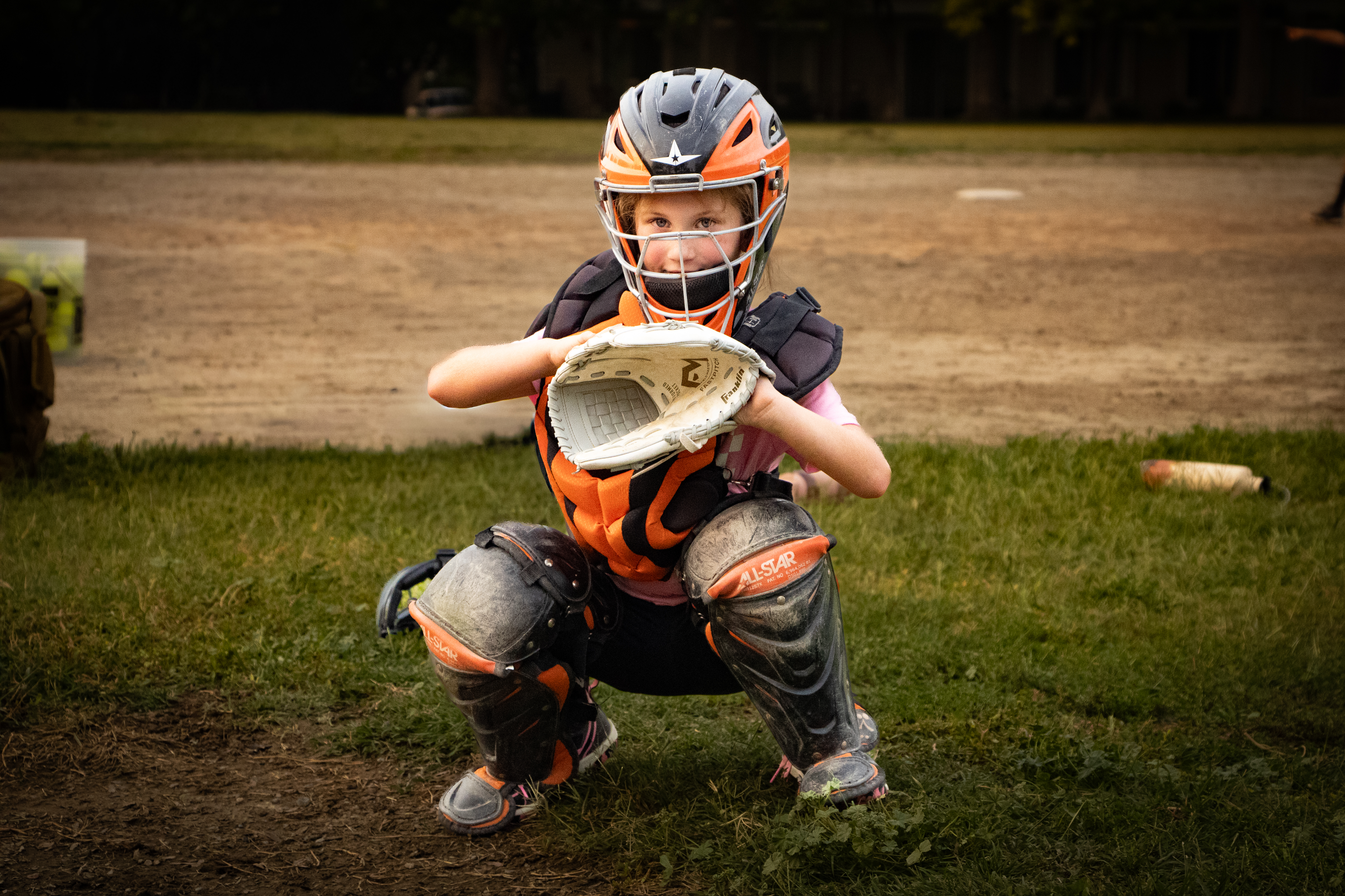 Young catcher in full gear